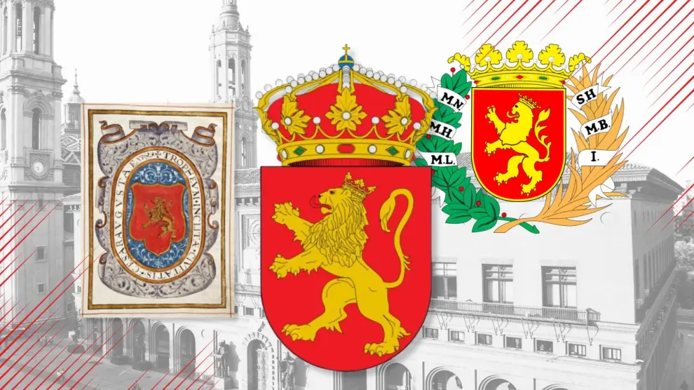 El león rampante es el símbolo de Zaragoza y aparece tanto en su bandera como en su escudo.