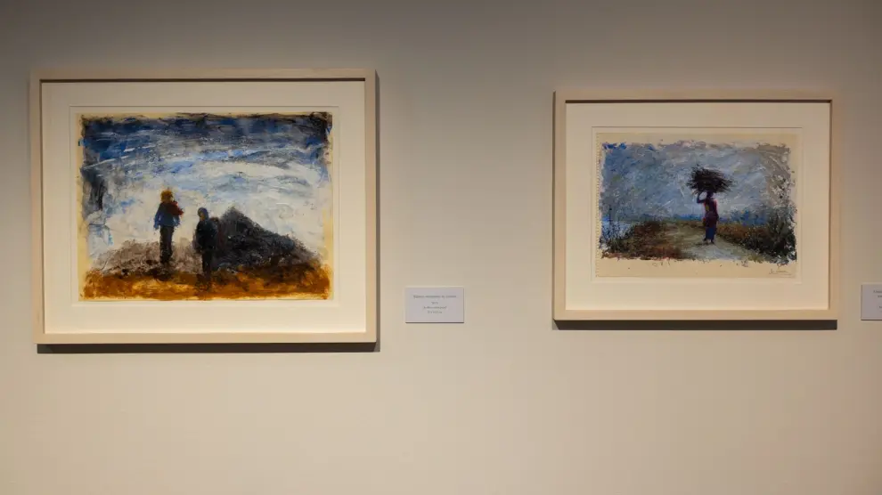 Dos de los paisajes inventados de Isabel Guerra, en los que ha incluido tierras para darles volumen y textura.