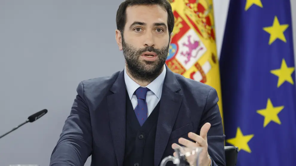 El ministro de Economía, Carlos Cuerpo durante la rueda de prensa posterior a la reunión del Consejo de Ministros.