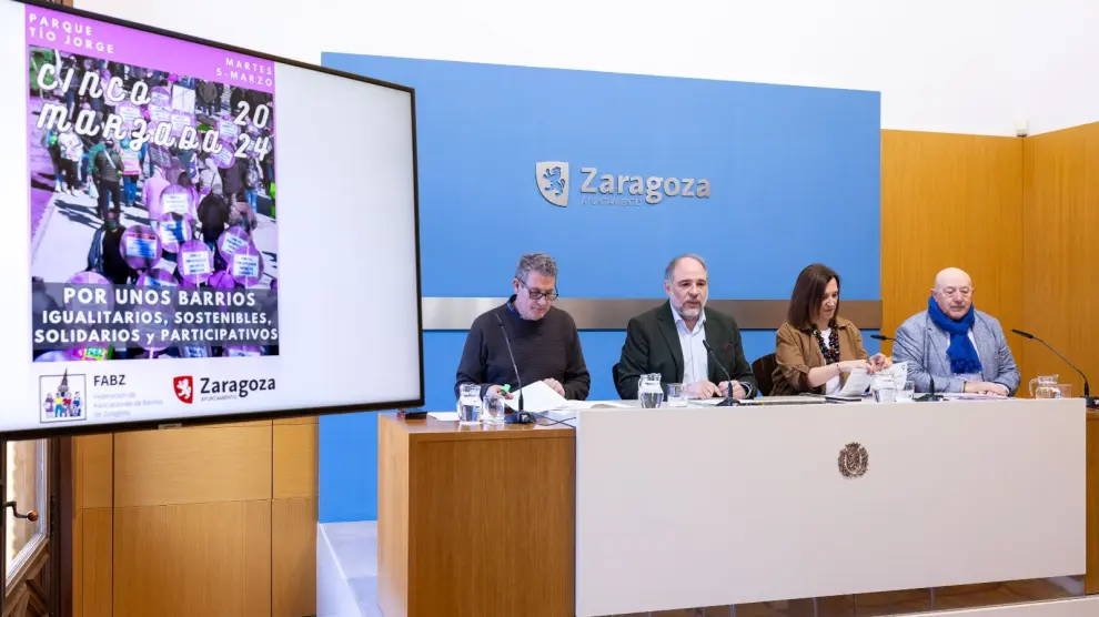 Presentación de la Cincomarzada de 2024 en el Ayuntamiento de Zaragoza.