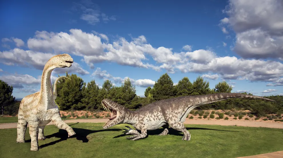 Una pelea entre un Aragosaurus y un Torvosaurus.