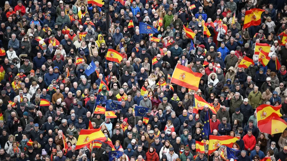 Un momento de la manifestación, esta sábado en Madrid.