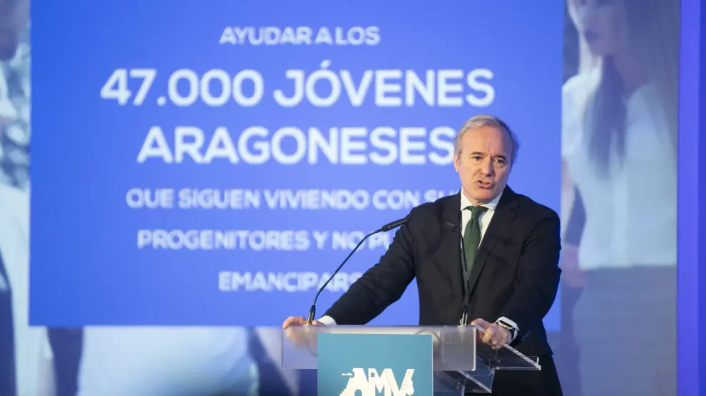 El presidente de Aragón, Jorge Azcón presenta el plan de vivienda que el Gobierno de Aragón pondrá en marcha entre 2024 y 2030.