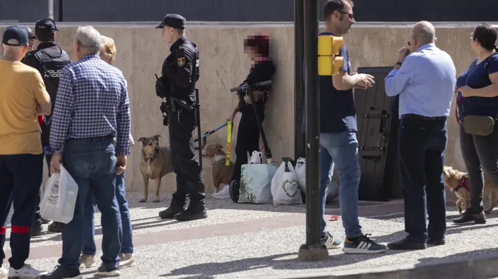 La Policía protegía el domingo a la pareja del okupa detenido en el número 135 de la avenida del Tenor Fleta, en Zaragoza.