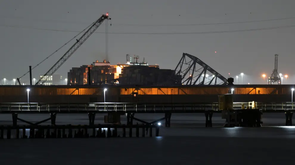 A view of the Dali cargo vessel which crashed into the Francis Scott Key Bridge causing it to collapse in Baltimore, Maryland, U.S., March 26, 2024. REUTERS/Craig Hudson [[[REUTERS VOCENTO]]]