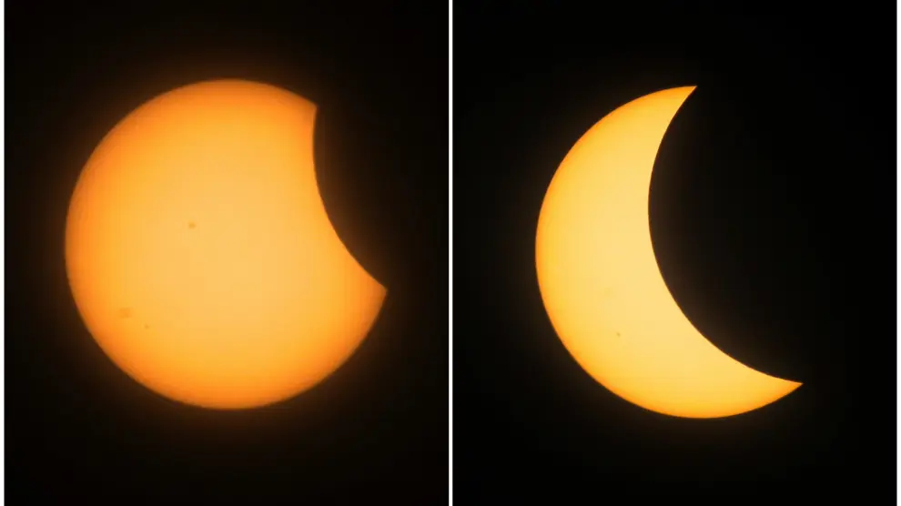 Así ha ido desapareciendo el sol durante el eclipse observado en México