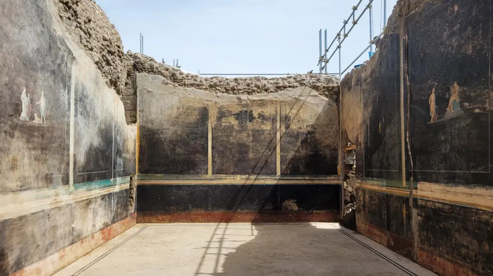 Así es el salón de banquetes descubierto en Pompeya