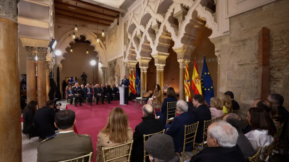 Un momento del acto institucional del Día de Aragón celebrada este martes en la Aljafería