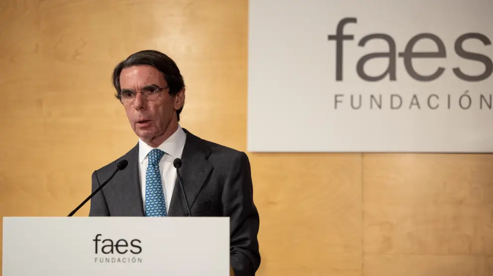 El expresidente del Gobierno y presidente de la Fundación FAES, José María Aznar, clausura el ciclo "Estado de derecho" este lunes en Madrid.