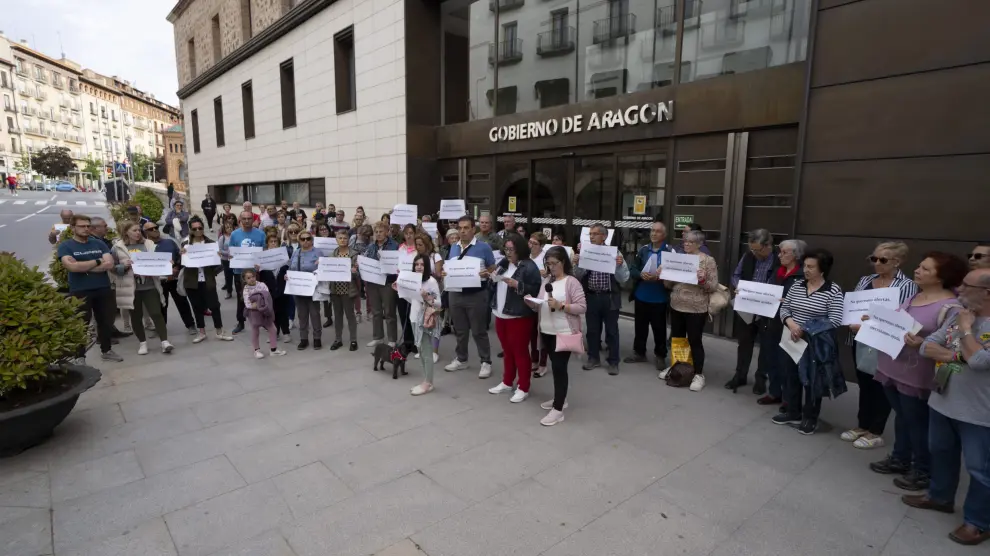 Concentracion vecinos afectados por Derrumbe de edificio en Teruel. Foto Antonio Garcia Bykofoto 13 05 24 [[[FOTOGRAFOS]]]