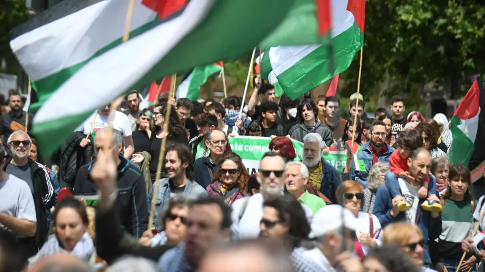 Manifestación de apoyo a Palestina en Zaragoza.