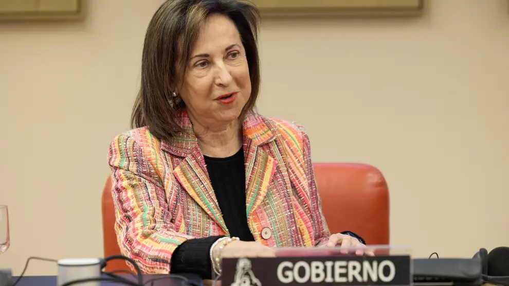 La ministra de Defensa, Margarita Robles, comparece durante la Comisión Mixta de Seguridad Nacional por el caso Pegasus este lunes en el Congreso de los Diputados.