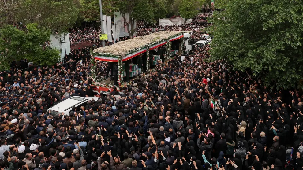 Cortejo fúnebre en Tabriz por la muerte del presidente de Irán, Ebrahim Raisí