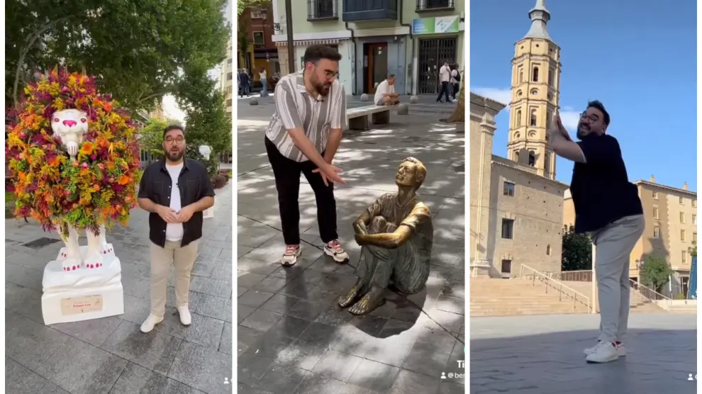 Capturas del vídeo del 'influencer' Benja Serra en Zaragoza.