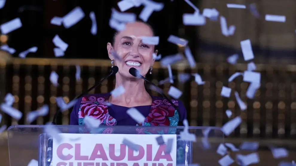 La candidata oficialista a la presidencia de México, Claudia Sheinbaum, primera mujer presidenta de México