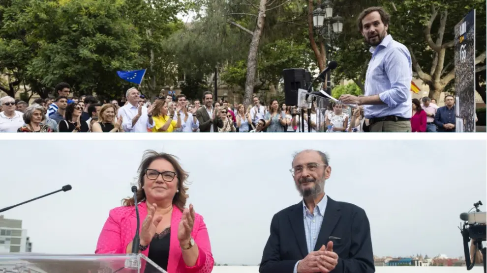 Cierre de campaña de PP y del PSOE en Zaragoza, esta tarde.