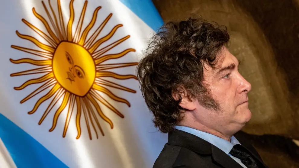 El presidente argentino, Javier Milei, durante su visita a Praga.