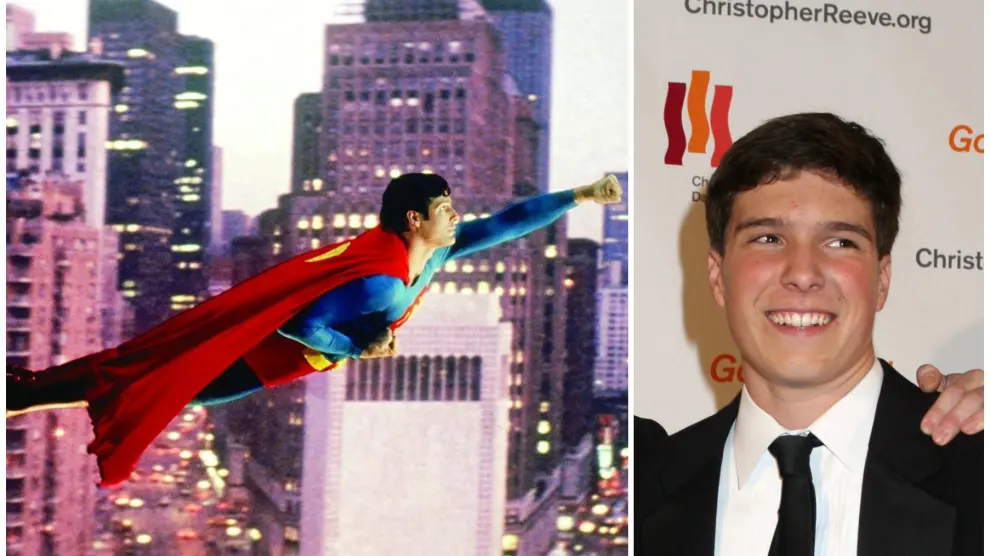 A la izquierda, Christopher Reeve de 'Superman'. A la derecha, William Reeve, hijo del actor.