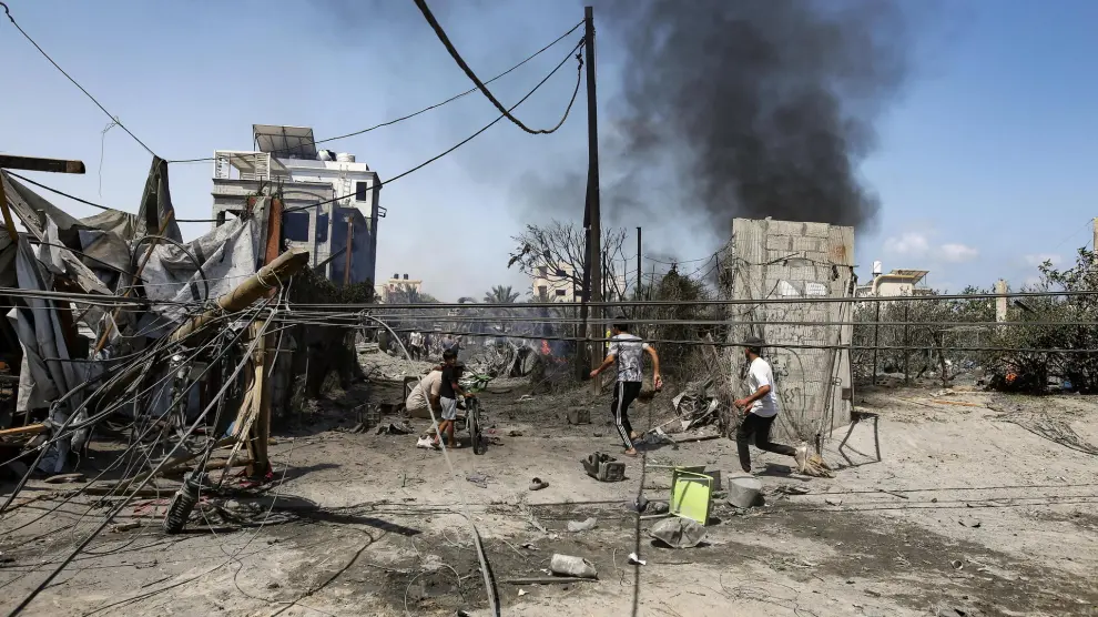 Ataque israelí a la zona humanitaria de Mawasi, en el sur de la Franja de Gaza