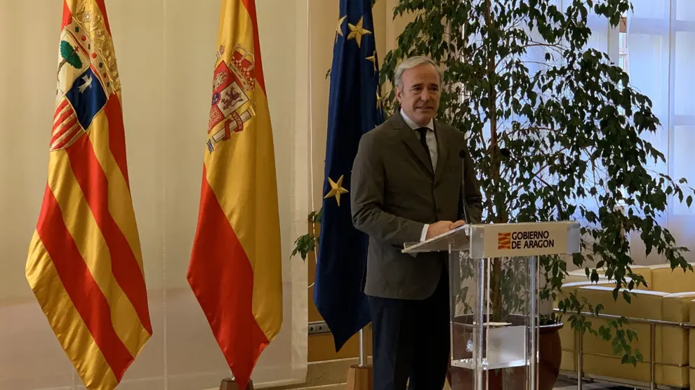 El presidente de Aragón, Jorge Azcón, este viernes en el Pignatelli
