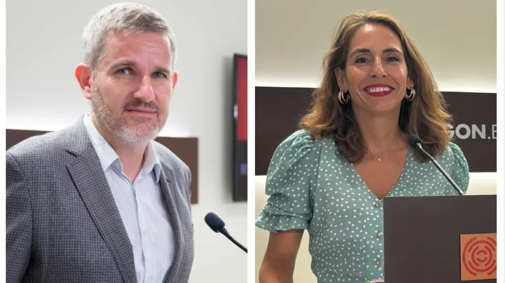 El socialista Ignacio Urquiza y la popular María Navarro en las intervenciones de este viernes en las Cortes de Aragón.
