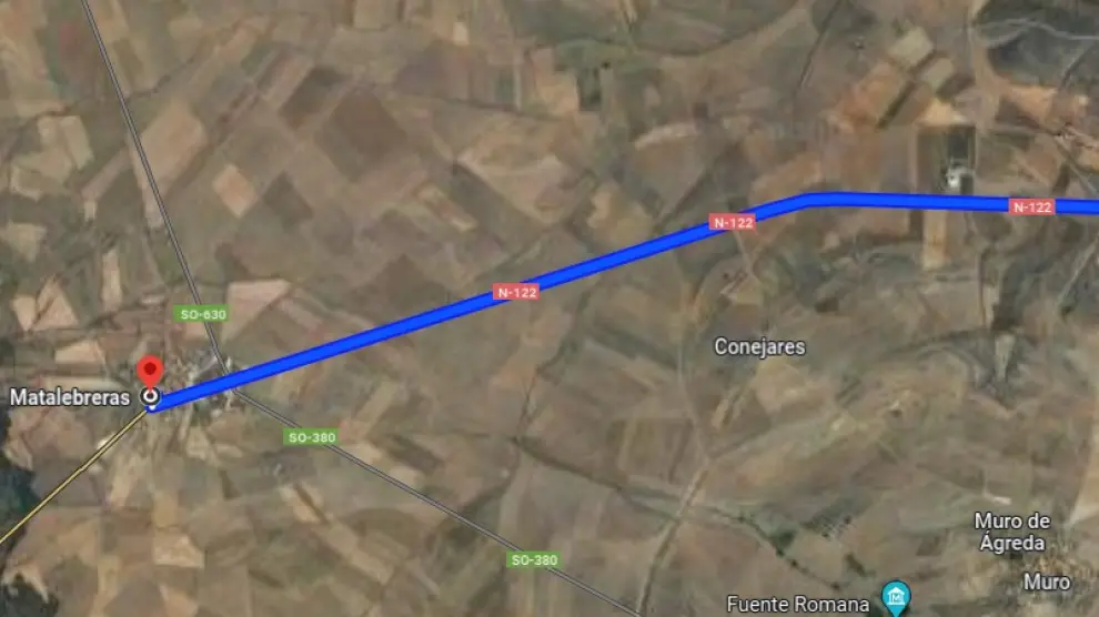 Recta de la carretera N-122 en dirección a Matalebreras donde fue interceptado el vehículo