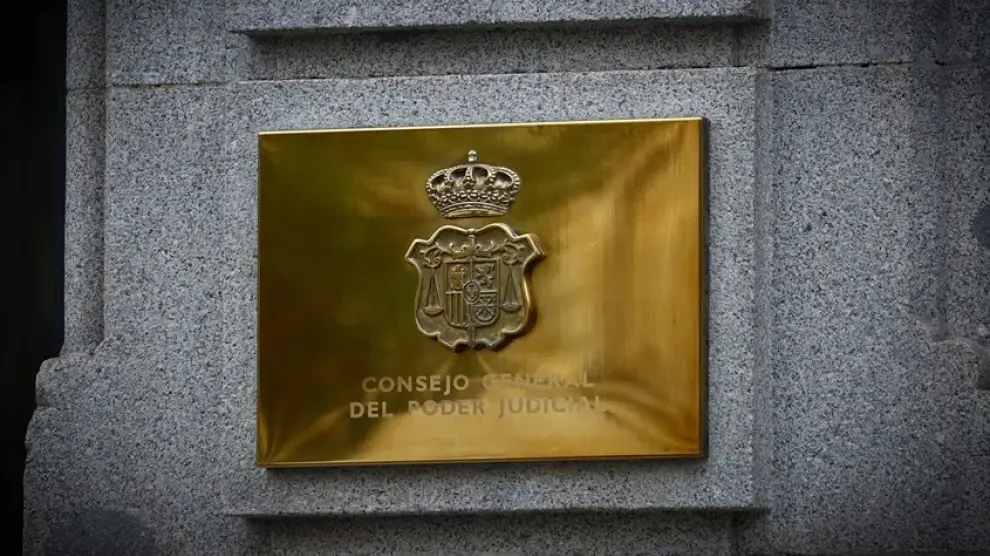 imagen de la placa de la fachada de la sede del Consejo General del Poder Judicial (CGPJ) en Madrid.