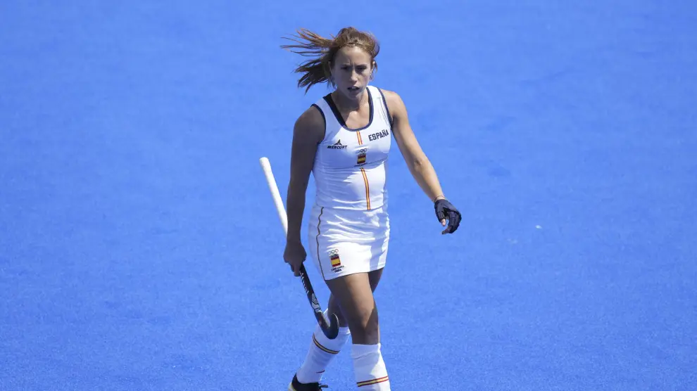 Spain's Begona Garcia walks during the women's Group B field hockey match between the United States and Spain at the Yves-du-Manoir Stadium during the 2024 Summer Olympics, Monday, July 29, 2024, in Colombes, France. (AP Photo/Aijaz Rahi) Associated Press / LaPresse Only italy and Spain