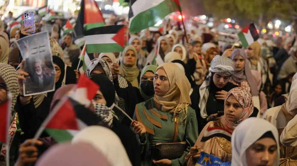 Manifestación de mujeres en Irak por la muerte de Ismail Haniyeh en Irán.