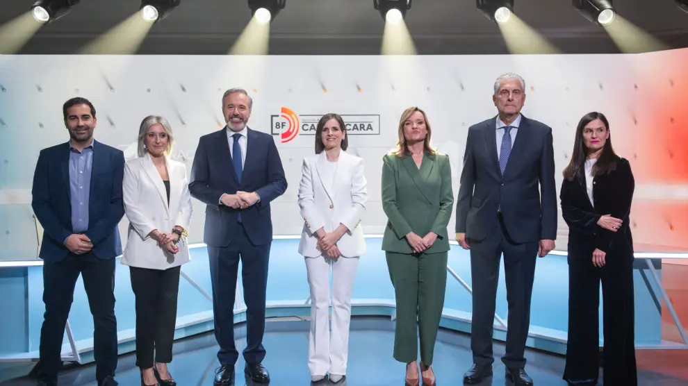 Debate de los candidatos a la presidencia del Gobierno de Aragón, Jorge Azcón (PP) y Pilar Alegría (PSOE), en Aragón TV