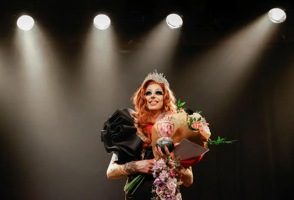 Drag queen Chintya Fama reacts after winning the Drag Queen Hungary 2021 beauty contest in Budapest, Hungary, July 3, 2021. REUTERS/Bernadett Szabo[[[REUTERS VOCENTO]]] HUNGARY-LGBT/DRAGQUEEN-CONTEST