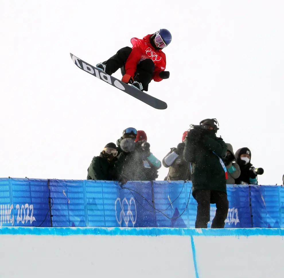2022 Beijing Olympics - Snowboard - Women's Snowboard Halfpipe Final Run 3 - Genting Snow Park, Zhangjiakou, China - February 10, 2022. Queralt Castellet of Spain reacts after her run. REUTERS/Lisi Niesner OLYMPICS-2022-SNOWBOARD/