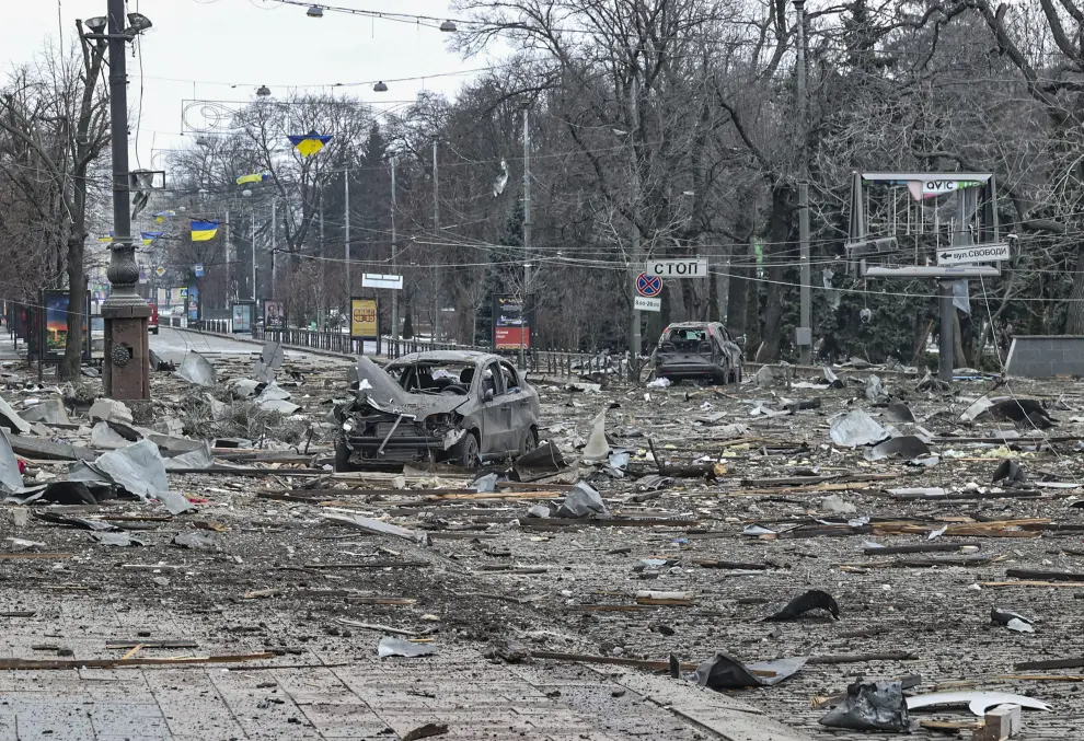 Zona de Járkov bombardeada este martes por las tropas rusas.