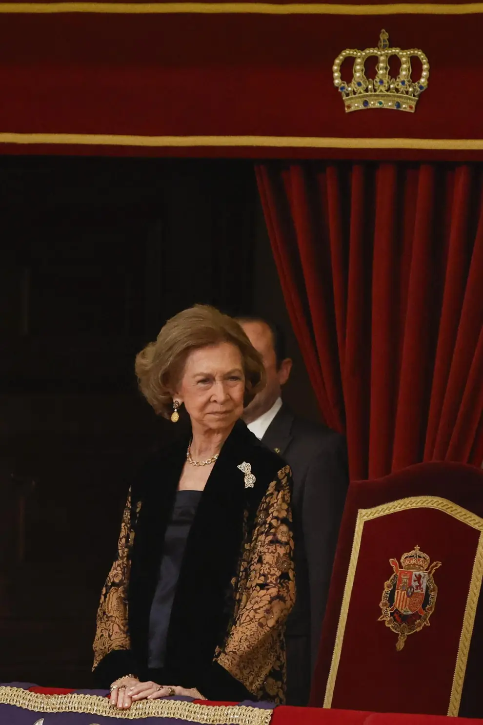 OVIEDO, 20/10/2023.- La reina Sofía durante la gala de la 43º edición de los Premios Princesa de Asturias que se celebra este viernes en el Teatro Campoamor, en Oviedo. EFE/Chema Moya