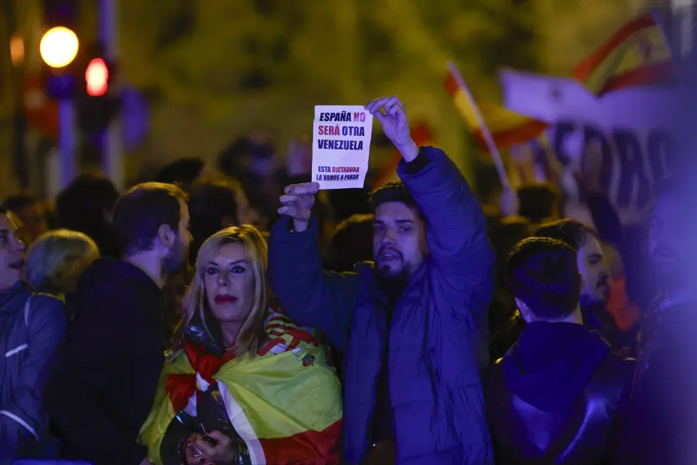 Protesta de este miércoles en la calle Ferraz de Madrid