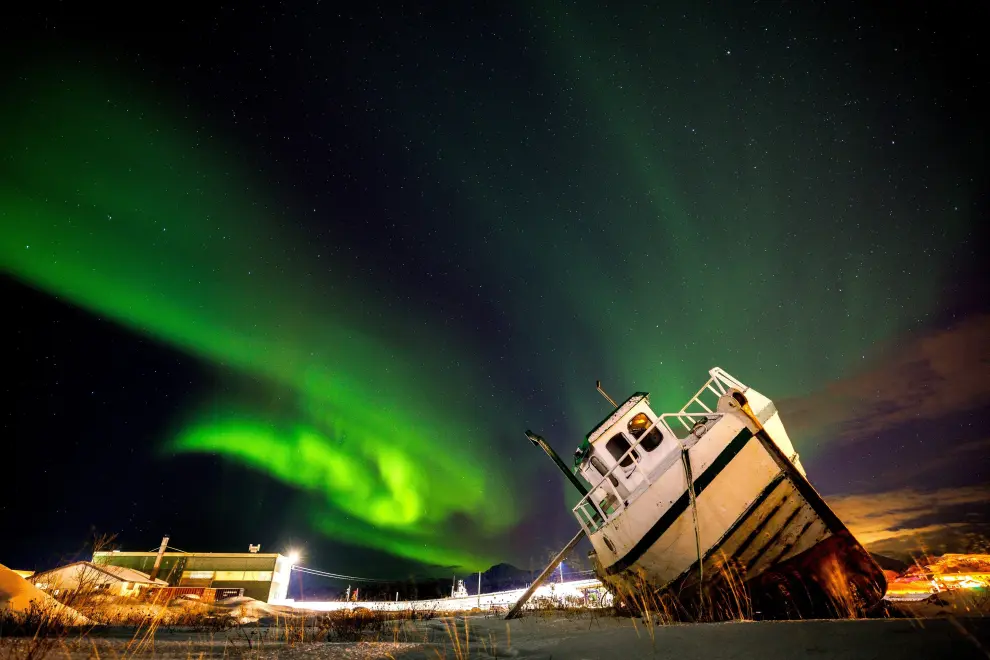 Espectacular aurora boleal al norte de Noruega