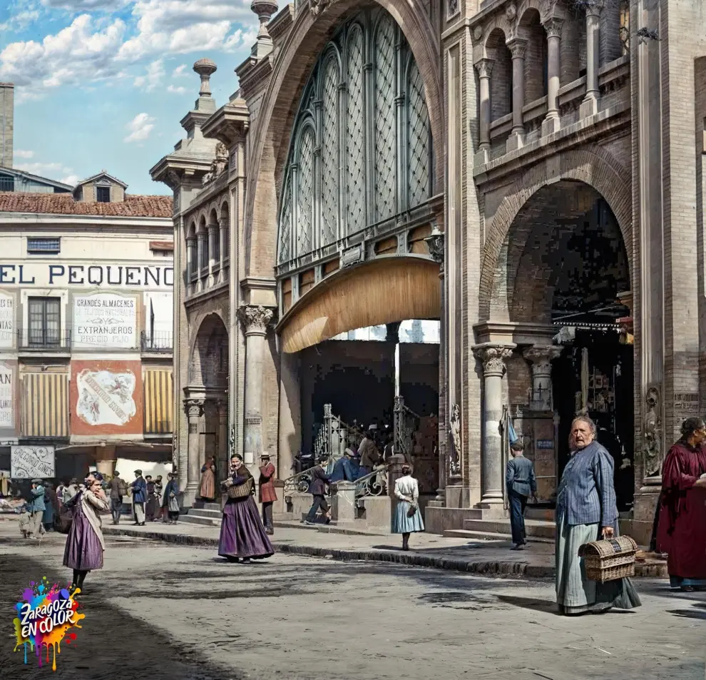 Esta imagen del Mercado Central la tomó Alberto Marçal Brandão, durante uno de sus viajes por la España de los años 30. En el Centro Portugués de Fotografía, tienen el original cuyo negativo se estropeó en parte, durante el proceso de revelado.