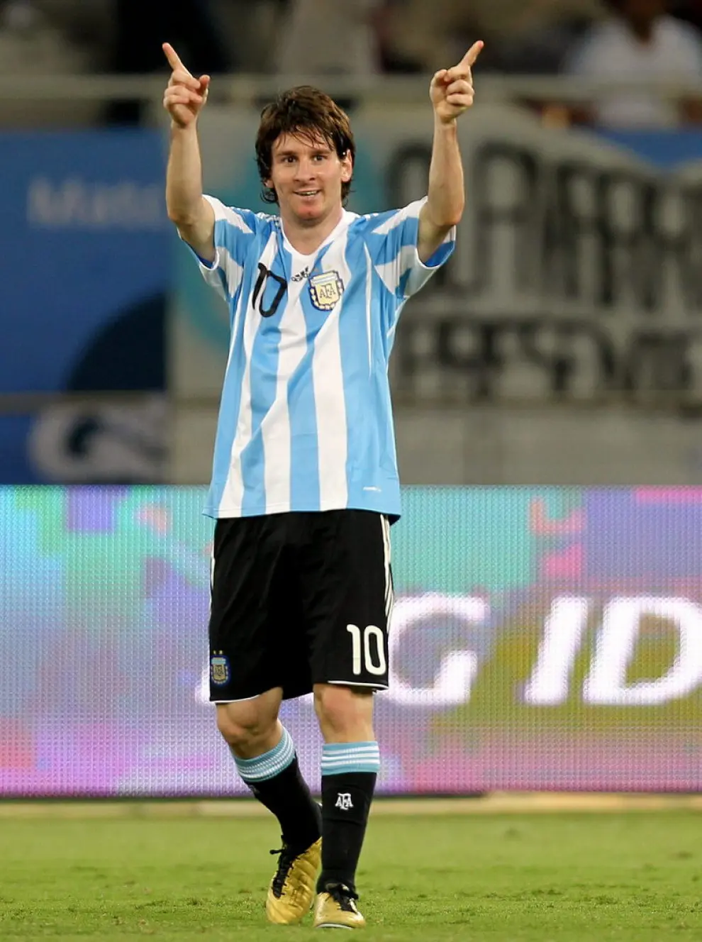 Messi celebra su gol ante Brasil, ayer