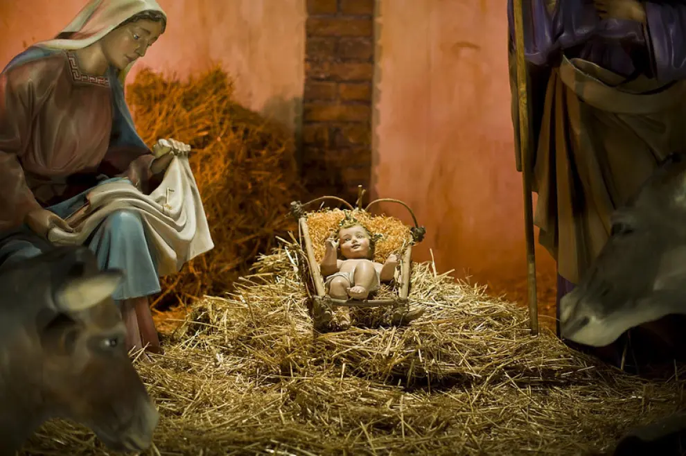 Imagen del Niño Jesús en el Nacimiento de la plaza del Pilar