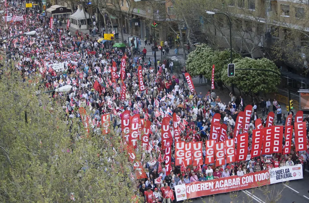 Imagen que la huelga general de marzo dejó en Zaragoza