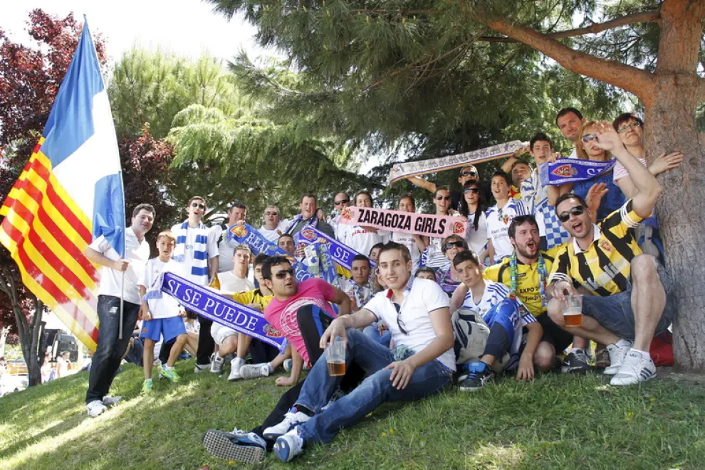 Llegada de los aficionados del Real Zaragoza a Getafe