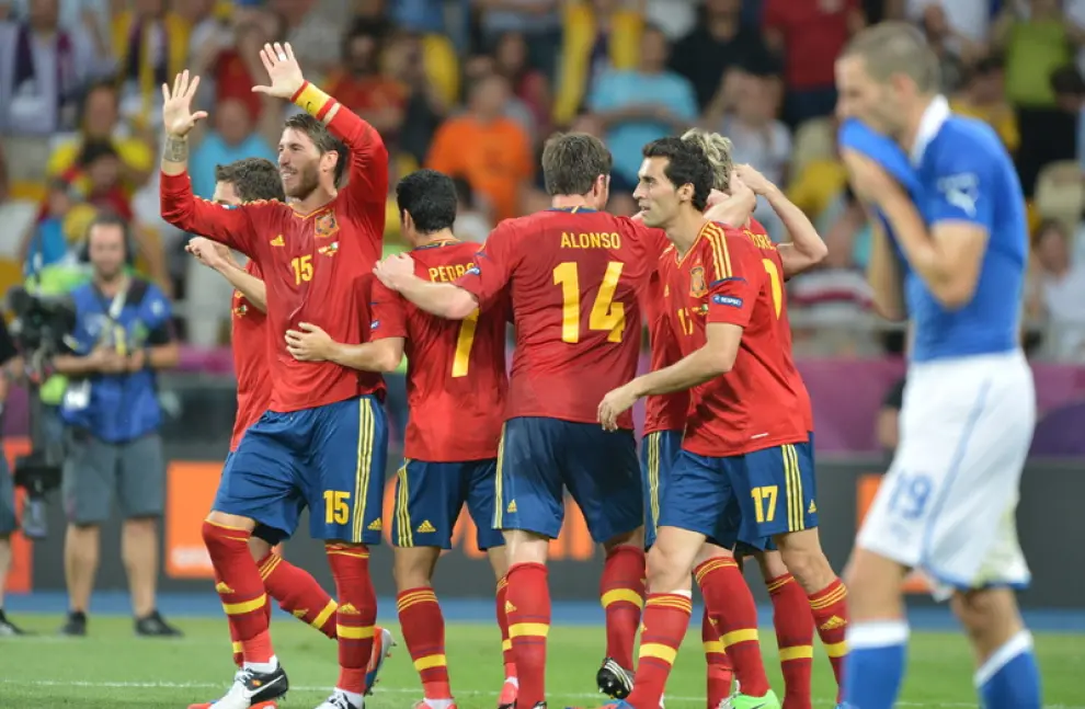 Imágenes de la final de la Eurocopa 2012, en la que se enfrentan las selecciones española e italiana