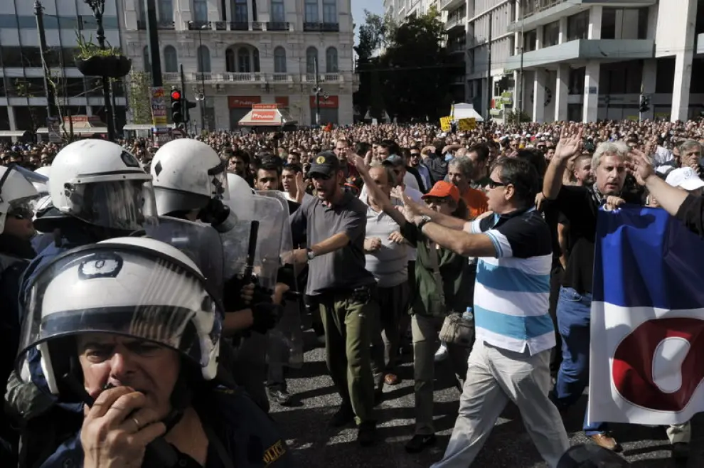 Movilización en el centro de Atenas