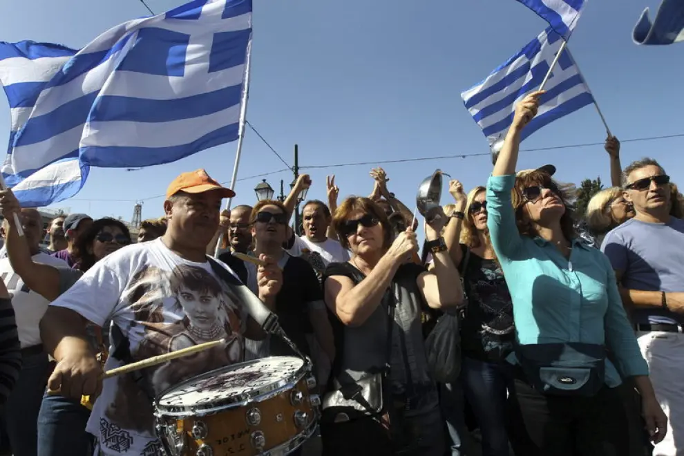 Movilización en el centro de Atenas