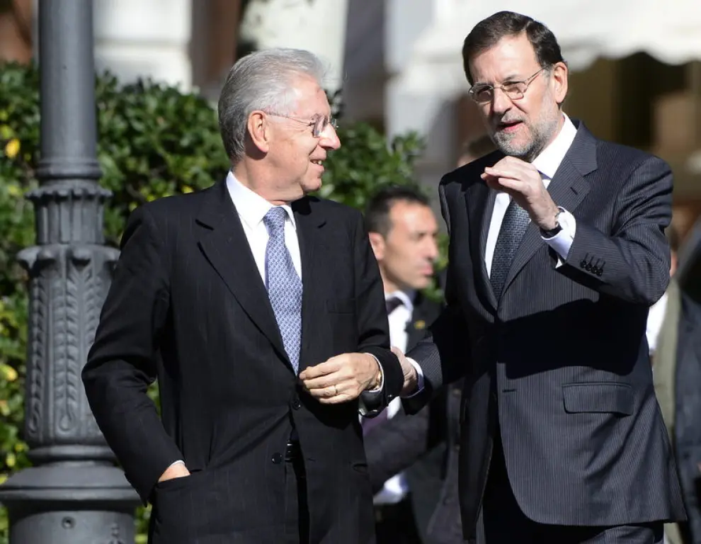 Mariano Rajoy recibió a Mario Monti en la cumbre bilateral este lunes