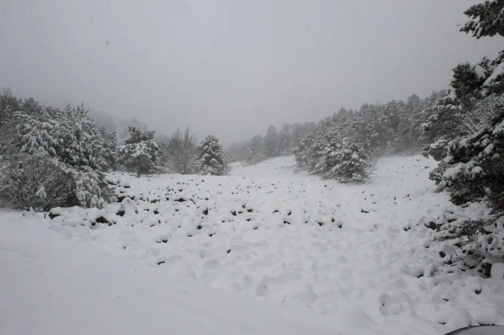 Nieve en Orihuela del Tremedal, con -4 grados de temperatura