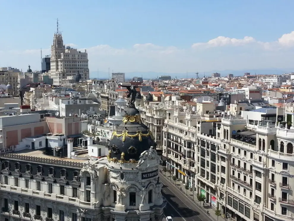 Gran Vía de Madrid vista desde la azotea del Círculo de Bellas Artes.