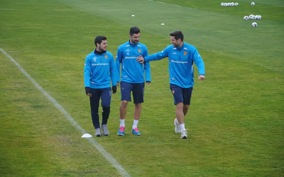 Víctor, Arzo y Álvaro, durante el entrenamiento