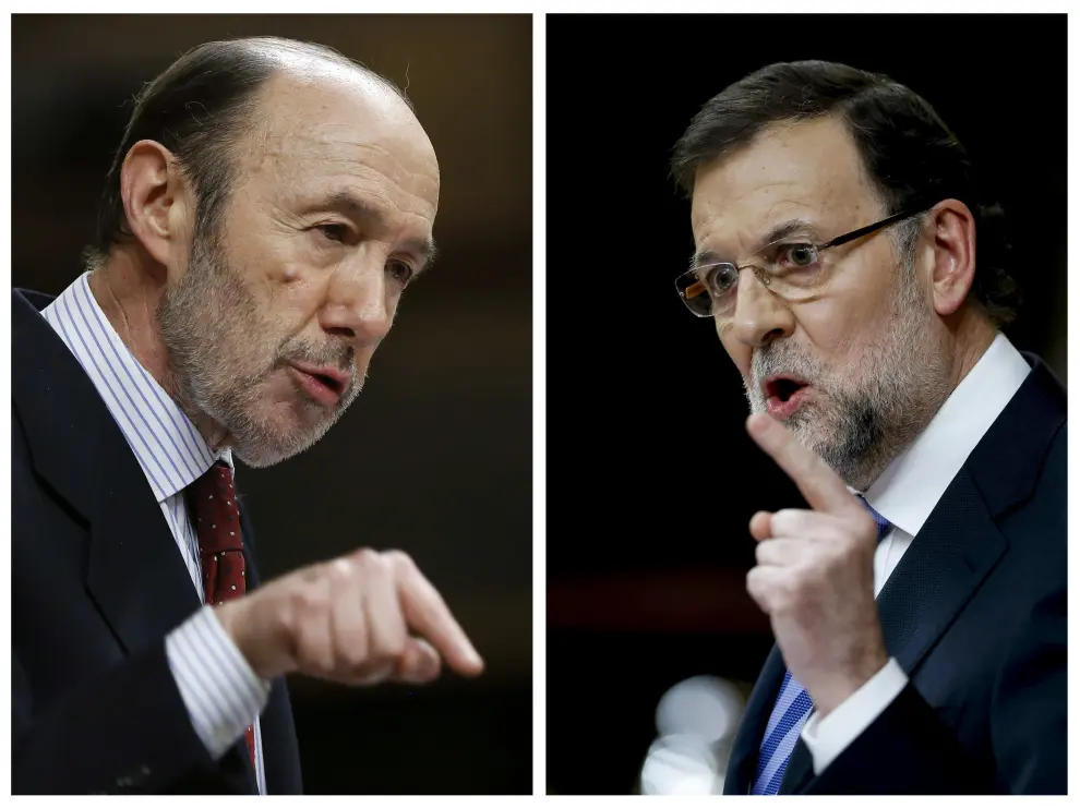 Combo de imágenes de Rajoy y Rubalcaba