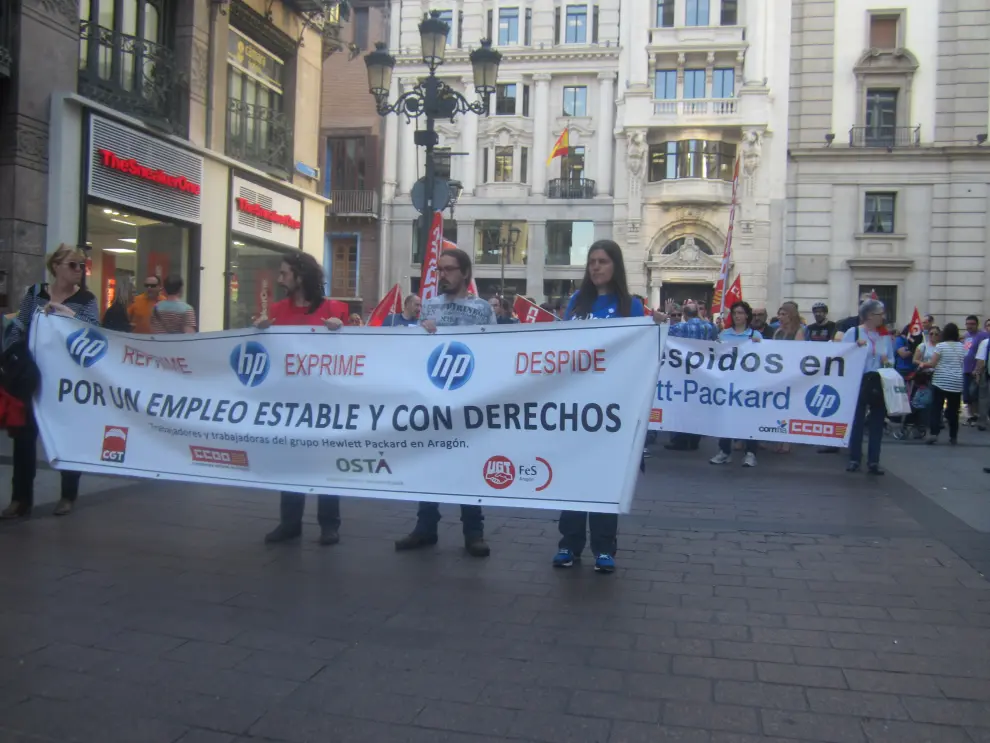 Una de las manifestaciones de los trabajadores de FCC y HP en Zaragoza